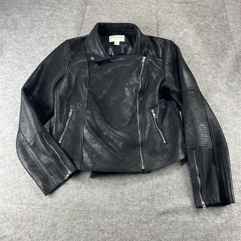 Marrakech Anthropologie Jacket Womens Large Black Full Zip Moto Biker